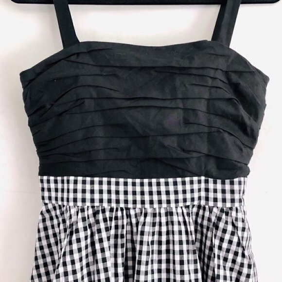1901 Midi Dress 0 NWT Gingham Check Back Bow Black and White Spring Party Picnic - Picture 4 of 13
